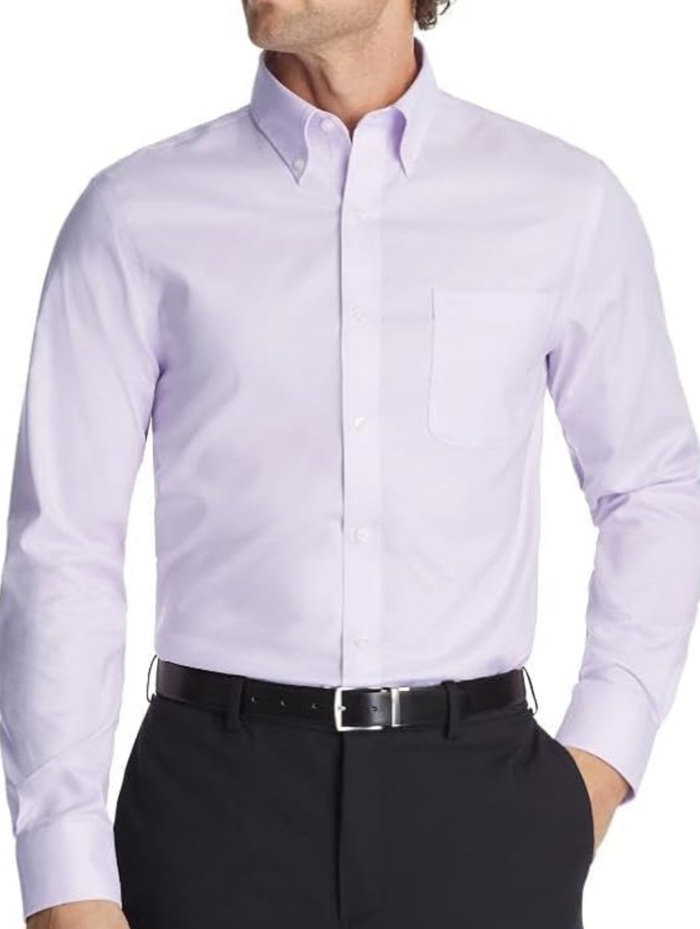 Tommy Hilfiger Regular Fit Oxford Lavender Button Down Dress Shirt-medium